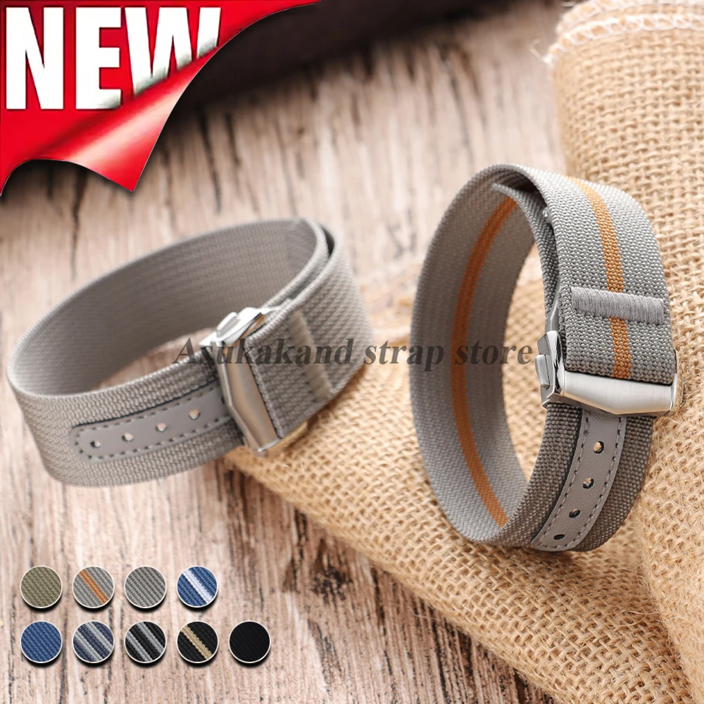 Bracelet de montre en Nylon nervuré, 20mm 22mm, en toile, pour Omega pour Swatch hommes, Sport, étanche, boucle pliante souple pour Bracelet Seiko