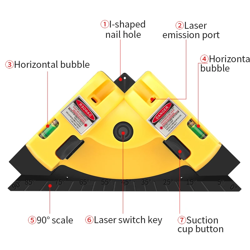 LUXIANZI 90° Square Laser Level Ground Wire Instrument Construction Tools For Floor Tiling Projection Infrared Level Laser