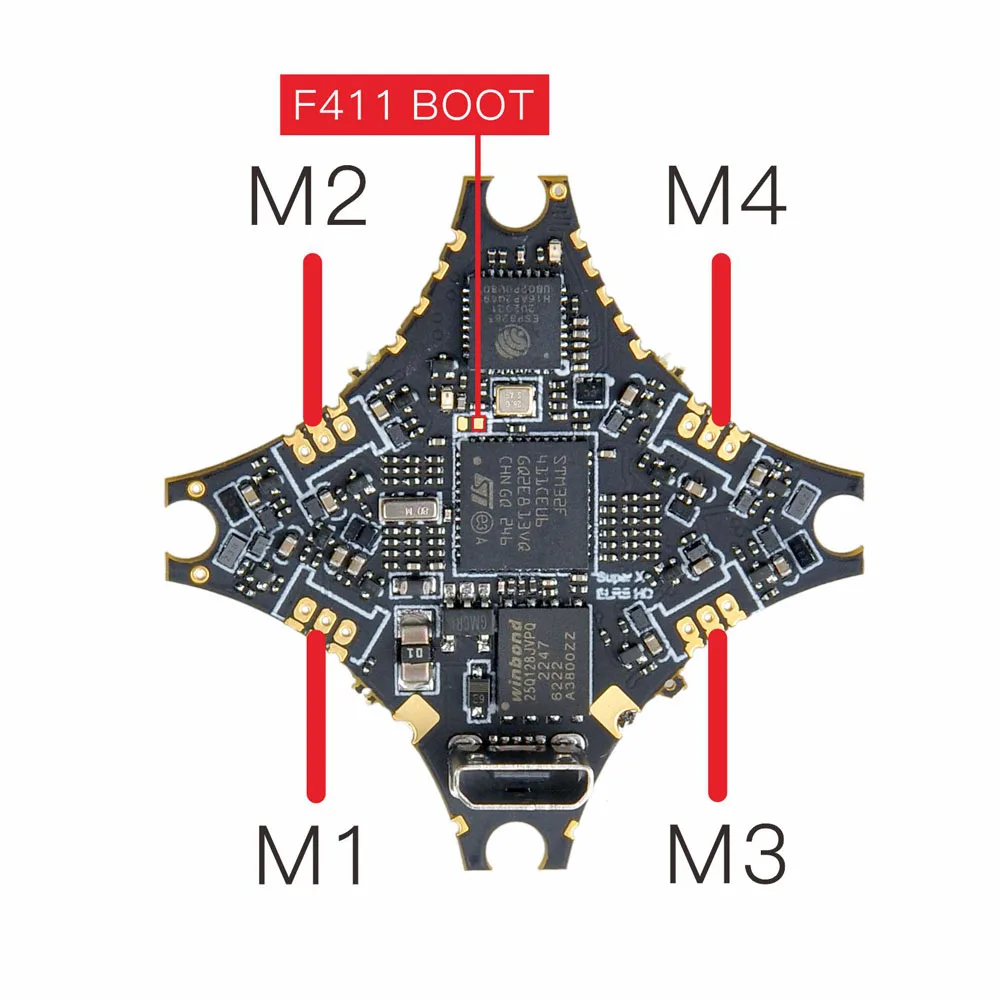 HappyModel SuperX HD ELRS 1-2S AIO Flight Controlelr Built-in 12A ESC UART ELRS V3 RX for Mobula6 HDZero Moblite7 Walksnail