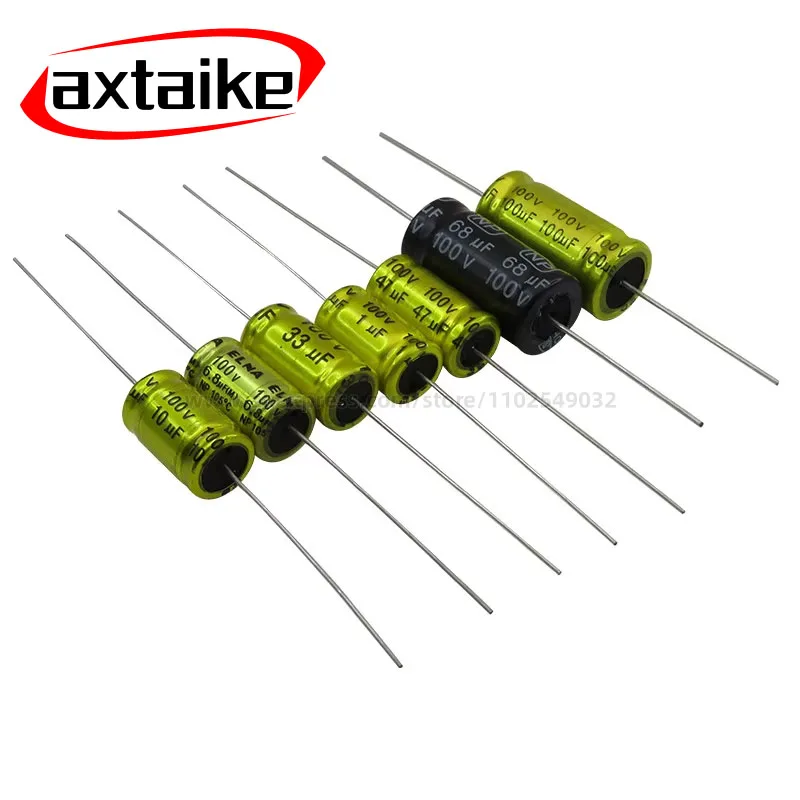 10PCS 100V 2.2UF 3.3UUF 4.7/6.8 10UF 15/22/33 47UF 10x16mm Frequency Division Promise NP Axial Horizontal Electrolytic Capacitor