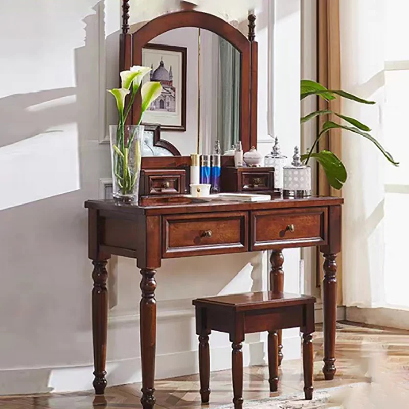 مرآة خشبية الغرور ماكياج مكتب خمر أدراج صغيرة المنزل منضدة الزينة خزانة جماليات موبليس دي دورميتوريو الأثاث