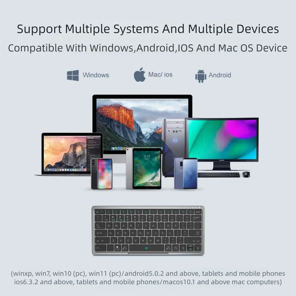 JITE Bluetooth Keyboard with Touchpad for Windows Android IOS Support Multi-Device Wireless Rechargeable Folding Keyboard