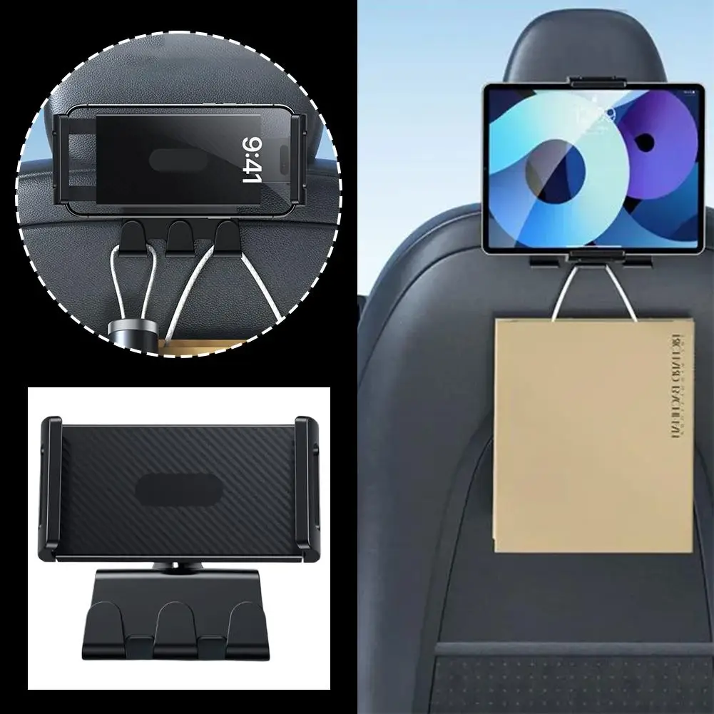 

Для Tesla Y 2026 держатель телефона на заднем сиденье с 3 крючками 360 ° Поворотная подставка для автоматического подголовника, кронштейн для планшетного ПК IPad C2S7