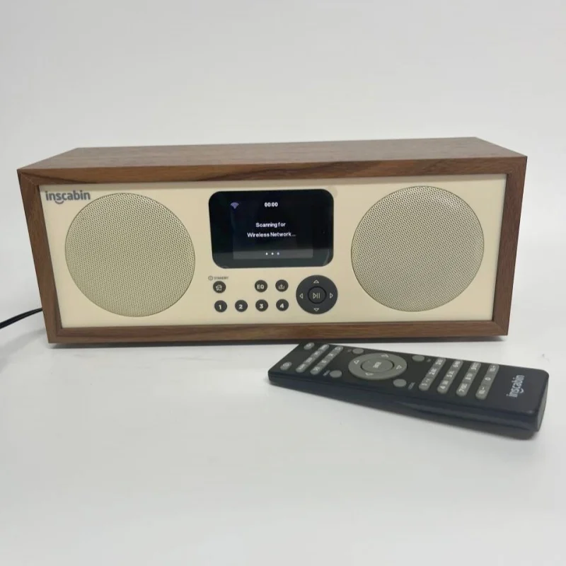 Household Wooden Retro Stereo Wifi Internet Radio HD Color Display with Bluetooth Speakers Support USB Music Play/Aux Function