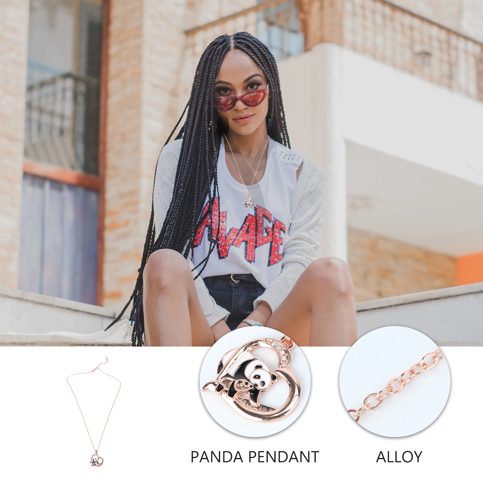 

1pc Panda Pendant Necklace Fashion Jewelry Creative Decorative Neck Accessory High Quality Alloy Durable Son Gift