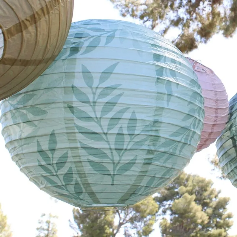 3Pcs Paper Lanterns Decorations for Rustic Party Bridal Shower Wedding  Vine Pattern Sage Green Birthday Party Supplies