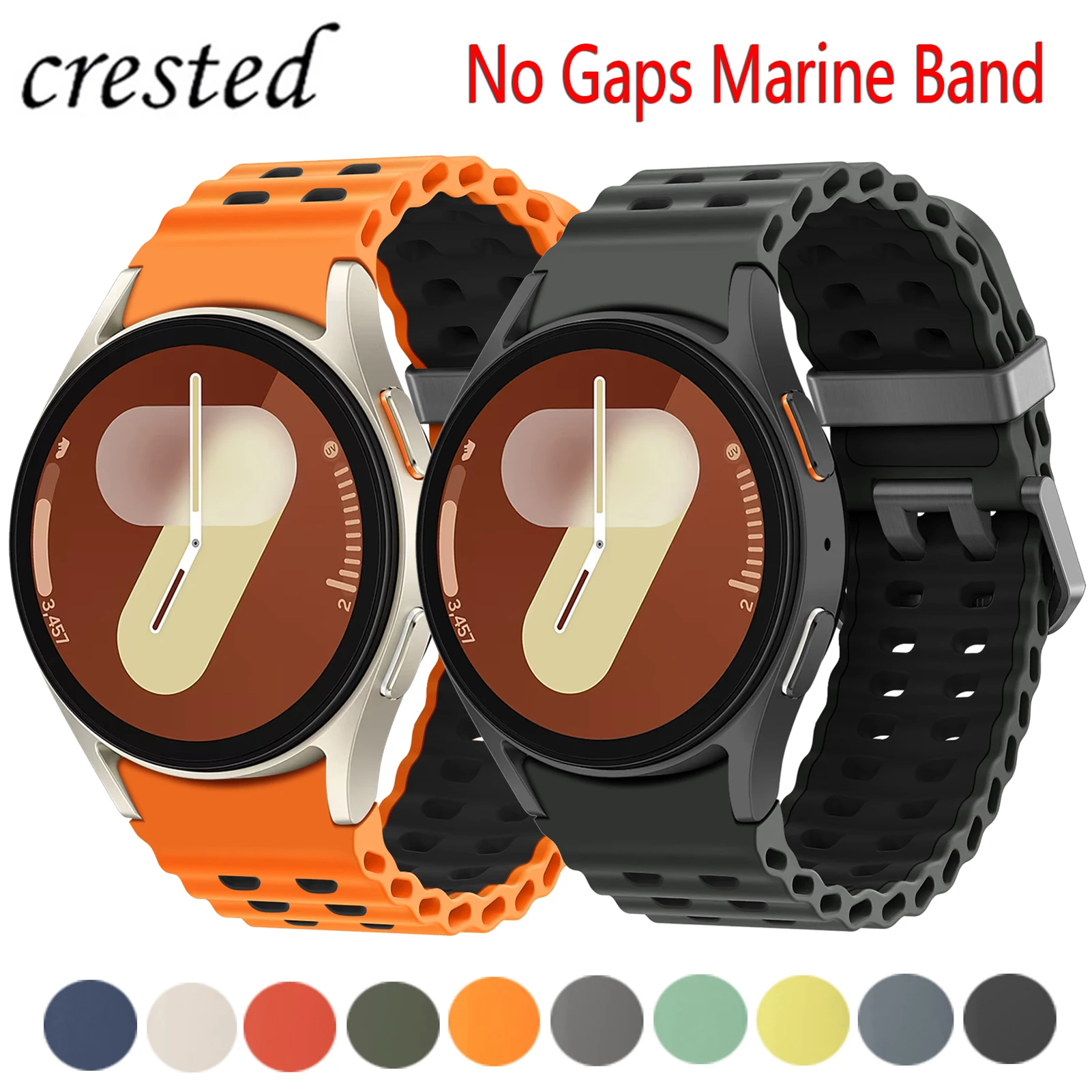 Band for Samsung Galaxy Watch 7 straps No Gaps Sport Silicone Marine Bracelet Galaxy Watch FE/6 4 Classic/5 Pro Bands 44mm 40mm