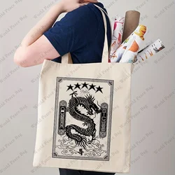 1pc Dragon Stay Pattern Kids Tote Bag, borsa a tracolla Casual Vintage, borsa per la spesa in tela Tote Shopper Bag