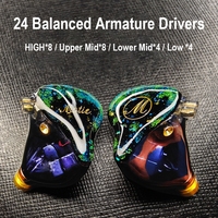 MOTIE HIFI In-ear Earphone Monitor Headphone 24 Balanced Armature Drivers 0.75mm Detachable Cable Earbuds 3.5mm Lightning Type-c