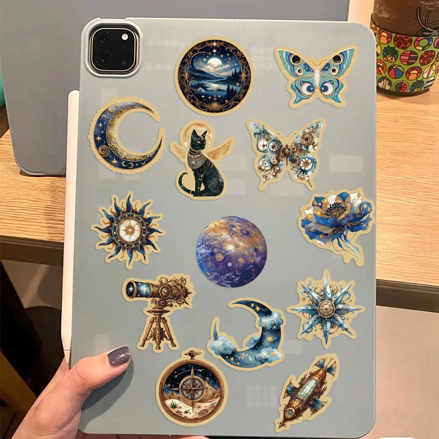 

2025 50pcs Retro Astronomy Universe Planets Stickers for Suitcase Phone Notebook Galaxy Moon Astrology Aesthetic Decals Sticker