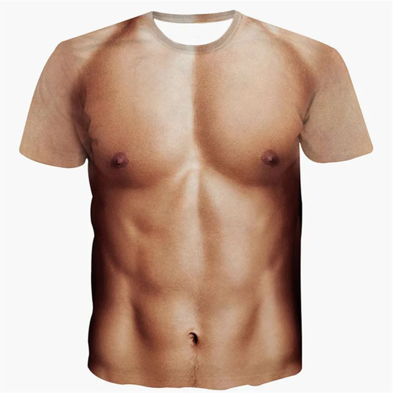 Camisetas musculosas falsas para hombres y mujeres, ropa de calle con estampado 3D, ropa deportiva informal, moda de gran tamaño, Tops