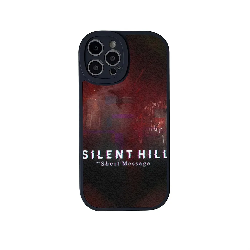 Game S-Silent Hill Short Message Phone Case For iPhone 11 12 13 14 15 X XR Pro MAX Plus Lens Protective Leather Soft Back Cover