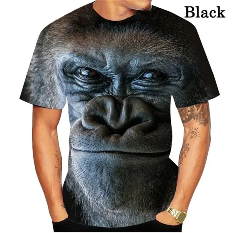 Men 3D Print  Funny Gorillas Monkey Graphic T Shirts Animals T-shirt Womens Clothing Summer Fashion Short Sleeve Street Tee Tops