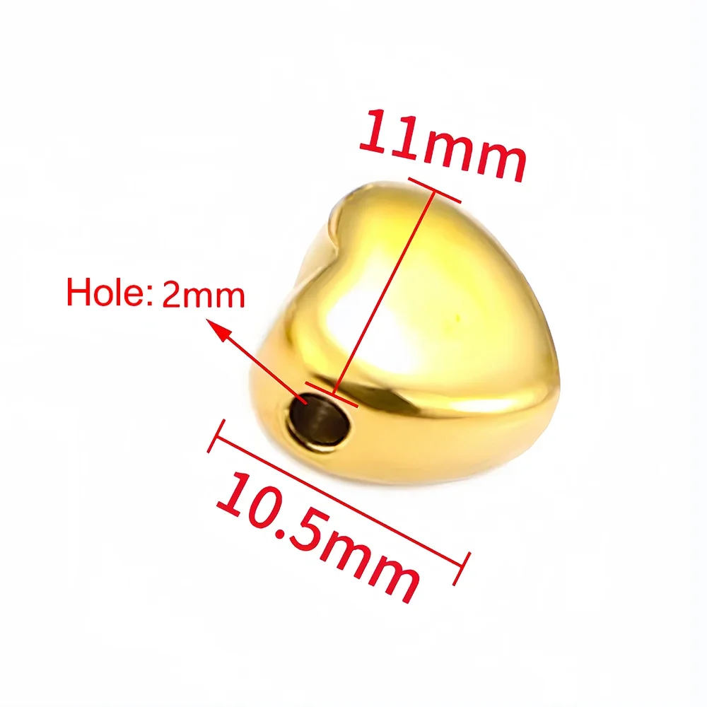 ステンレス鋼チャームハートスペーサービーズペンダントルースビーズゴールドカラー DIY ブレスレットネックレスジュエリーメイキングアクセサリー