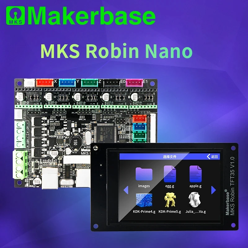 Makerbase MKS robin V1.2นาโน32bit บอร์ดคอนโทรล3D ชิ้นส่วนเครื่องพิมพ์รองรับ Marlin2.0หน้าจอสัมผัส3.5 TFT