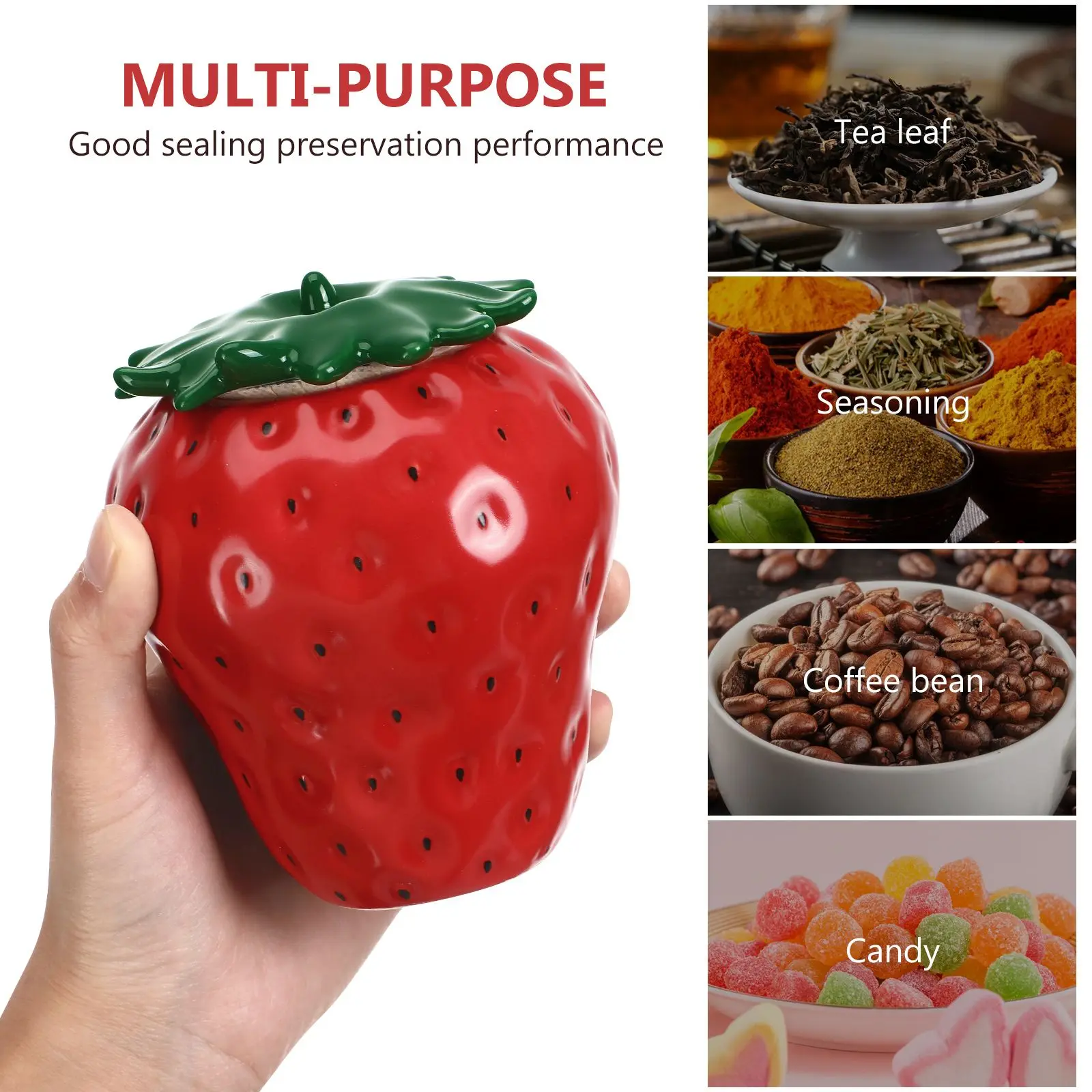 Ceramics Strawberry Shaped Sealed Food Storage Tea Can Container Food Storage Jar Cookie Candy Canisters Home Kitchen Decors