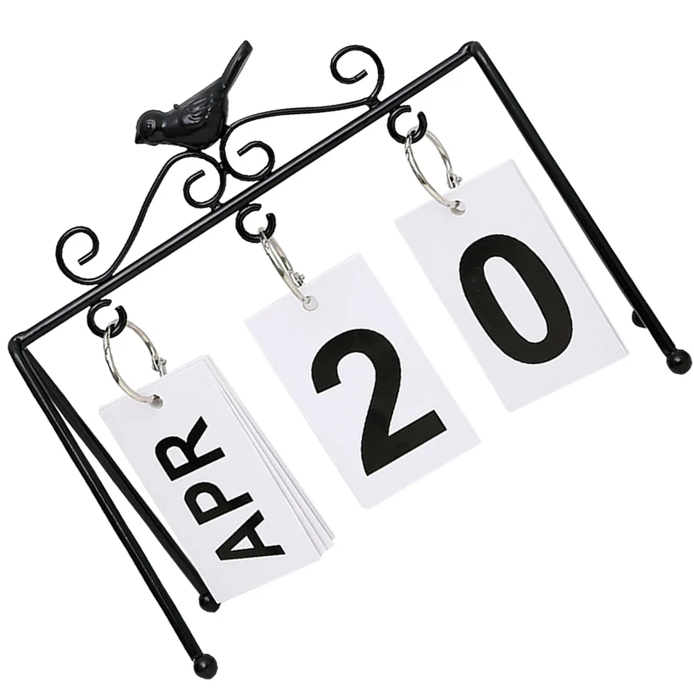 Calendar Ornament Classroom Decoration Housewarming Gift Household Crafts Desk Unique Iron Frame Metal Perpetual Flip