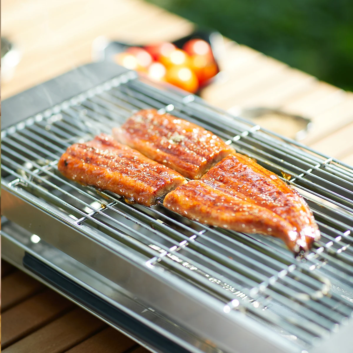 Stylish AMERZIS Stainless Steel Electric Grill for Indoor and Outdoor Use, 110-130V American Plug with Temperature Control and Removable Surface Brush, Ideal for Cooking Steaks and Vegetables image 6