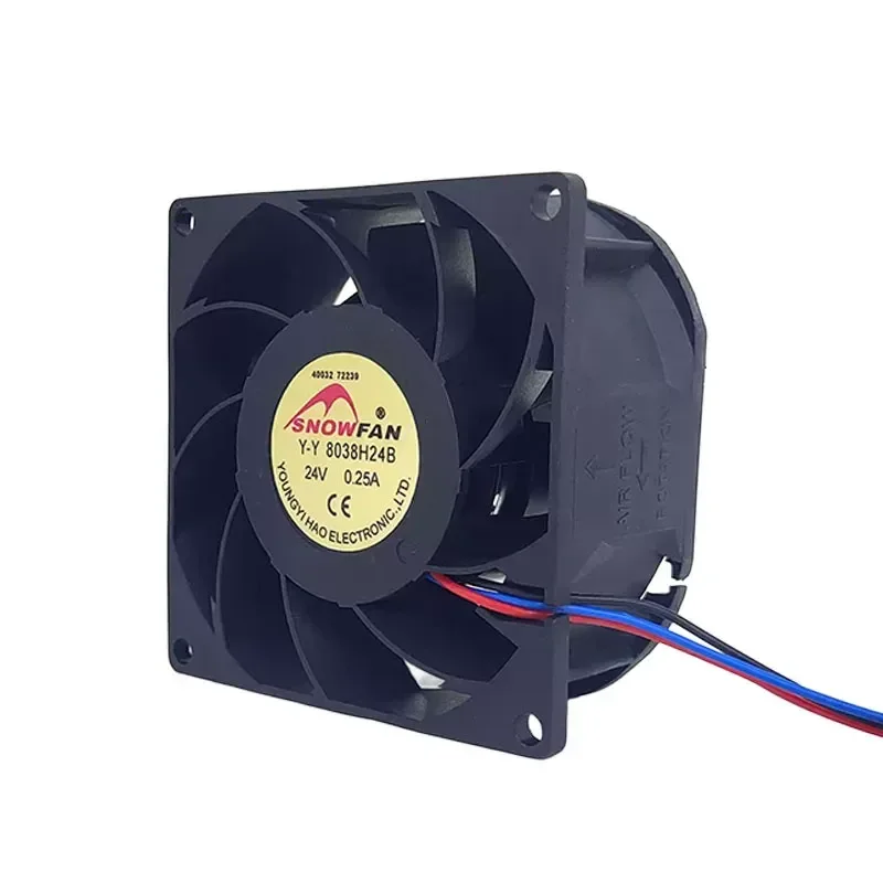 New SNOWFAN Y-Y8038H24B DC24V 0.25A 8038 Industrial Control Inverter Cooling Fan for industrial control systems
