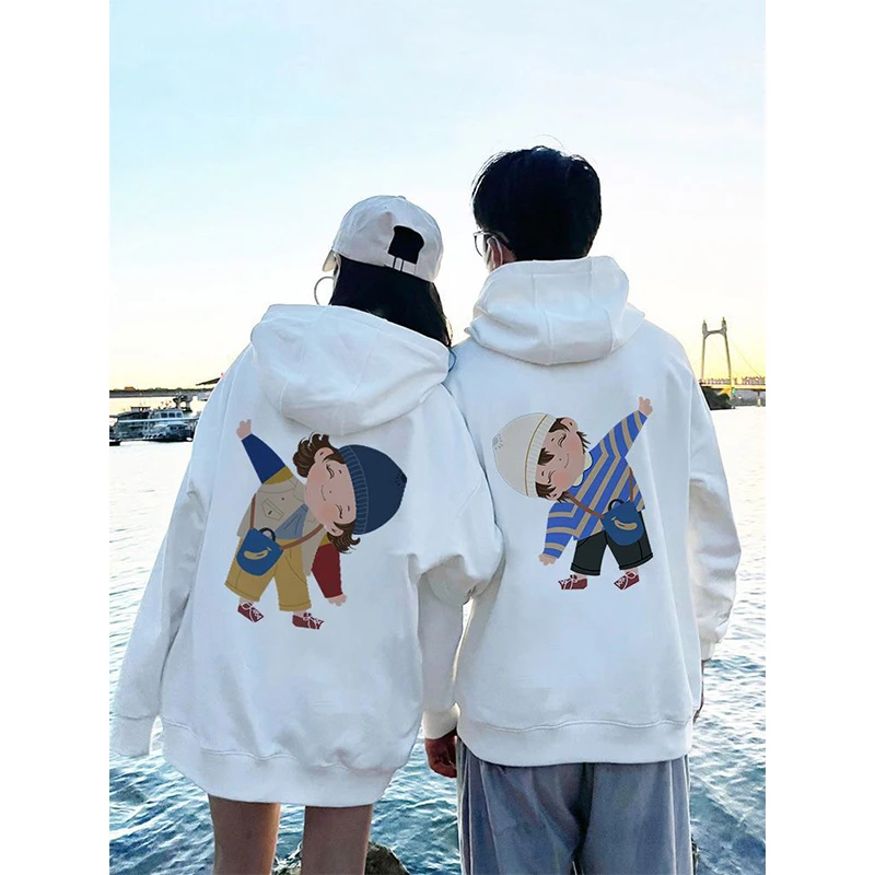 

Осенне-зимняя толстовка оверсайз 300 Pou для пар, мужская новинка 2024 года, с мультяшным принтом, молодежная повседневная удобная толстовка