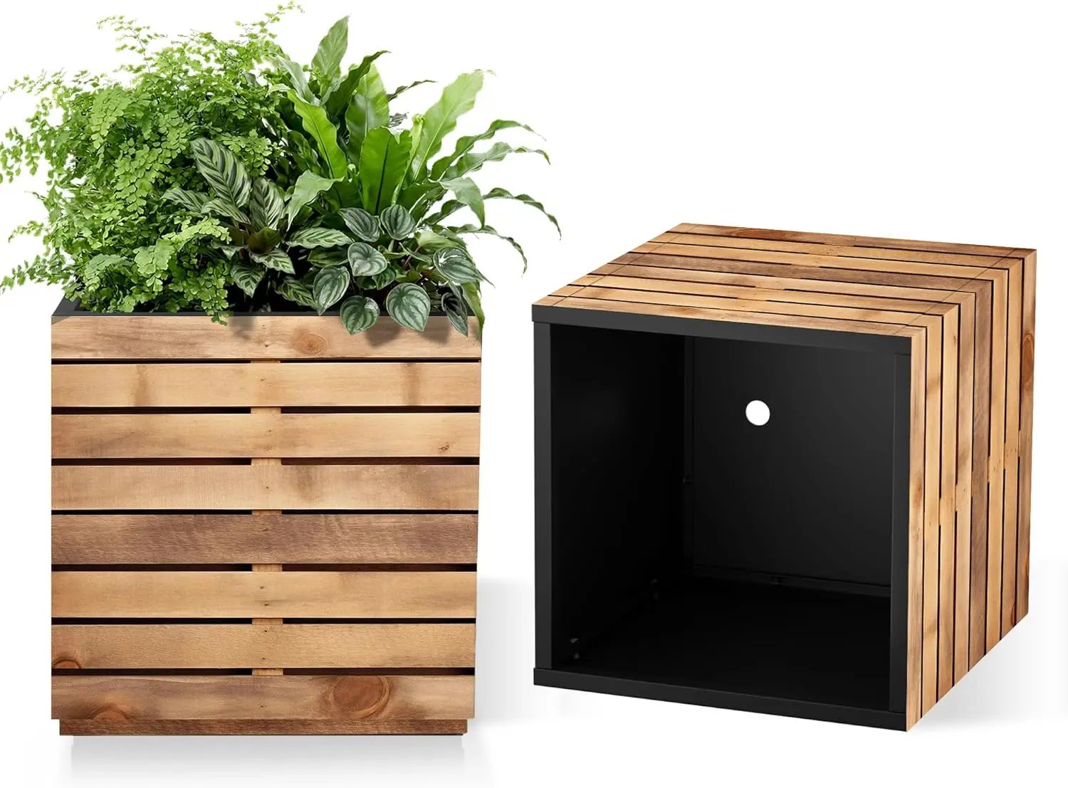

Metal Planter Box for Outdoor Plants, Black Rectangular Planters for Porch with Drainage Holes, All-Weather Use, Rust-Re