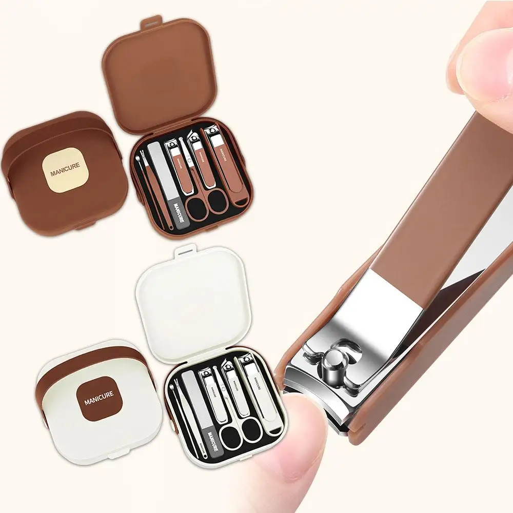 Juego de cortaúñas antisalpicaduras, 7 Uds., cortaúñas para manicura, recortadores antisalpicaduras, tijeras de acero inoxidable, herramienta de protección para el cuidado de las uñas