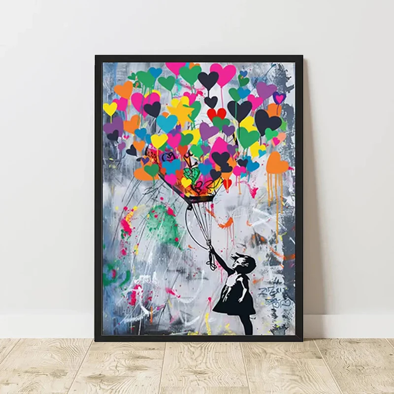 الكتابة على الجدران بانكسي ملصق فني بانكسي صورة سلسلة صورة مطبوعة قماش ملون لوحات جدارية جدار المنزل غرفة المعيشة الديكور #2