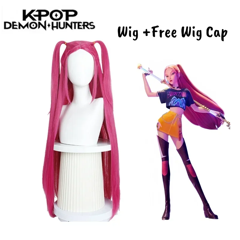 Película Kpop Cosplay peluca Mira Rumi Zoe Demon Hunters púrpura negro rojo pelo largo pelucas sintéticas resistentes al calor