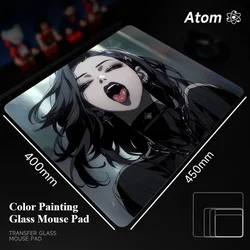 Glass Gaming Mouse Pad Customizable Pattern Tempered Upgrade Smooth Glass FPS Esport Table Mat Office Desk Mat Gamer Accessories