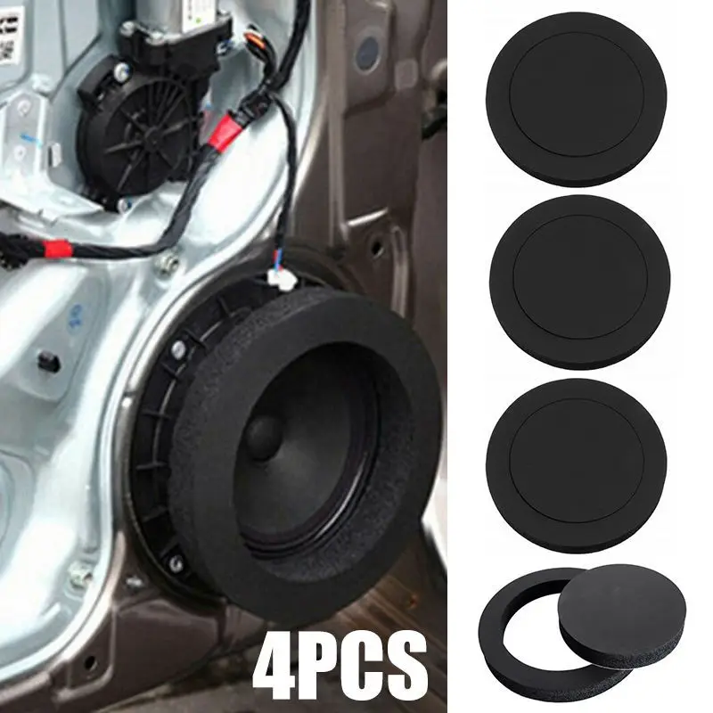 2/4PCS 6.5' Universal Car Door Soundproof Cotton Speaker Bass Ring Noise Sound Insulation Ring Foam Woofer Pad Auto Accessories