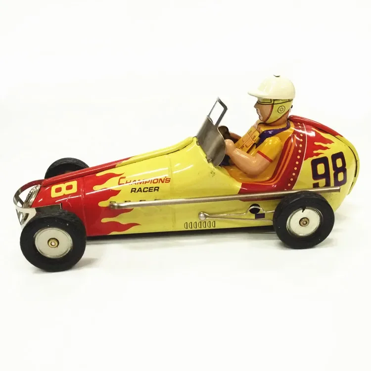 [Funny] Adult Collection Retro Wind up toy Metal Tin Vintage automobiles No.98 F1 Racing car Mechanical Clockwork toy figures