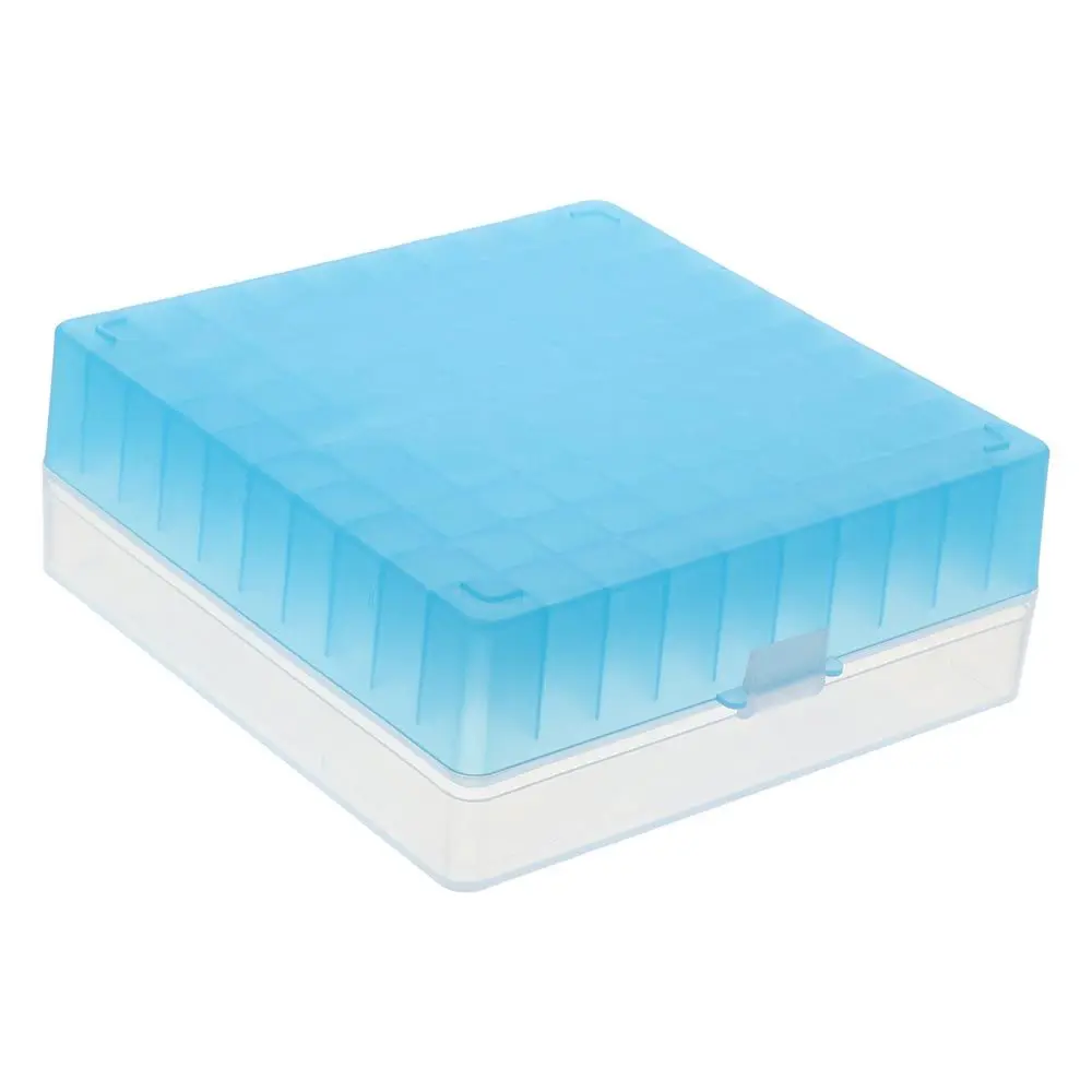 1PC 100 Well Microtube Storage Box for 1.8ml/2ml,  Autosampler Samples Rack,Plastic Vial Holder Rack,Blue
