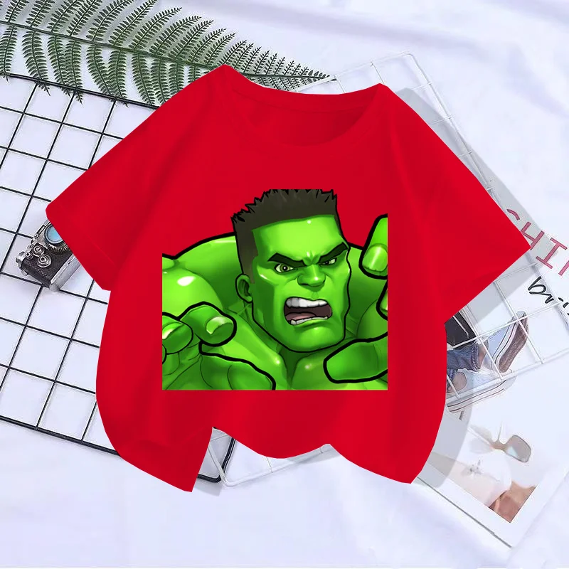 تي شيرت Avengers للأطفال مطبوع عليه Marvel تي شيرت صيفي بأكمام قصيرة ملابس قطنية للأطفال