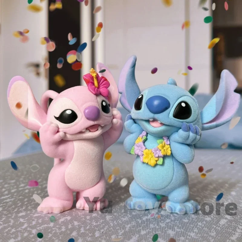 

Genuine Disney Lilo & Stitch Action Figures Stitch And Angel Lover Figurines Flocking Collection Model Statue Doll Birthday Gift