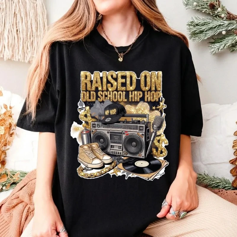 Vintage hip-hop enthusiasts, 80s and 90s retro speakers, vintage hip-hop gifts, Golden Age rap music T-shirts  shirts for women