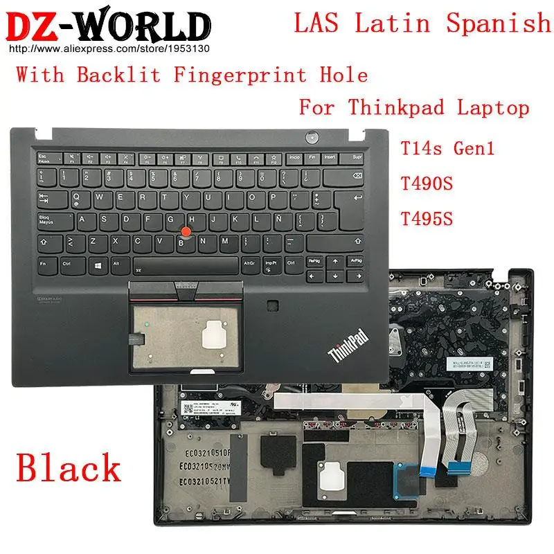 Imagem -02 - Latin Espanha Backlit Teclado com Escudo Palmrest Case Superior para Lenovo Thinkpad T14s Gen1 T490s T495s Portátil c Capa 5m10z41412