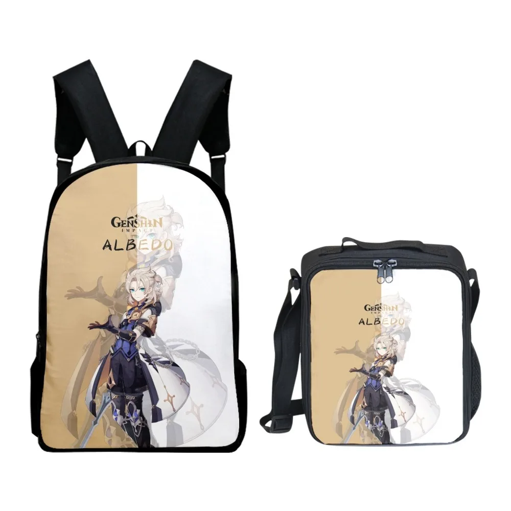 

Trendy Youthful Novelty Anime Game Genshin Impact 3D Print 2pcs/Set pupil School Bags Laptop Daypack Backpack Lunch bag