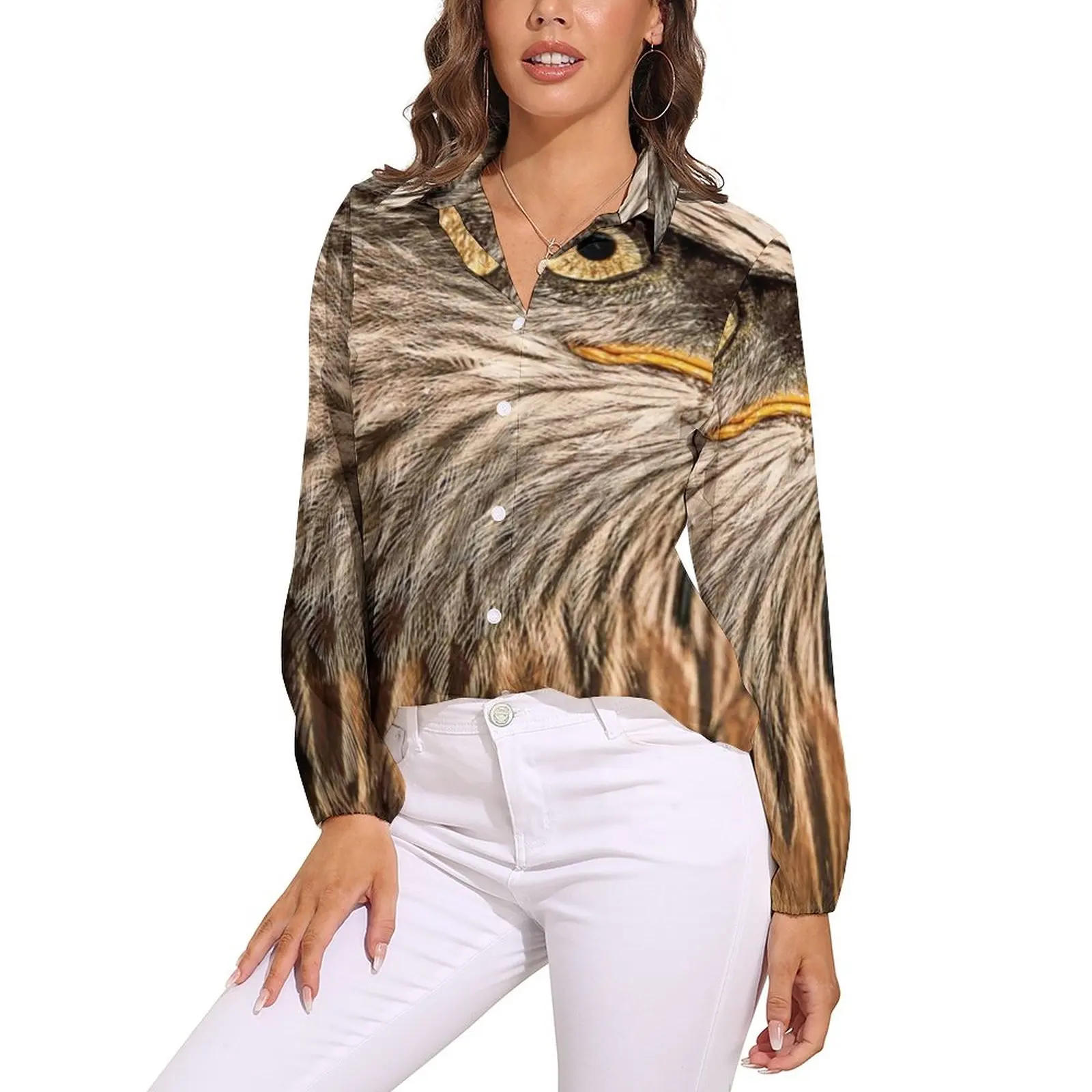 

Wild Eagle Blouse Bald Eagles Animal Cool Pattern Blouses Female Streetwear Shirts Summer Long Sleeve Oversized Tops