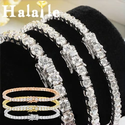 Halaile 2-5mm S925 Sterling Silver Full Zircon Tennis Bracelet Classic Jewelry for Women Men Sparkling Party Gift