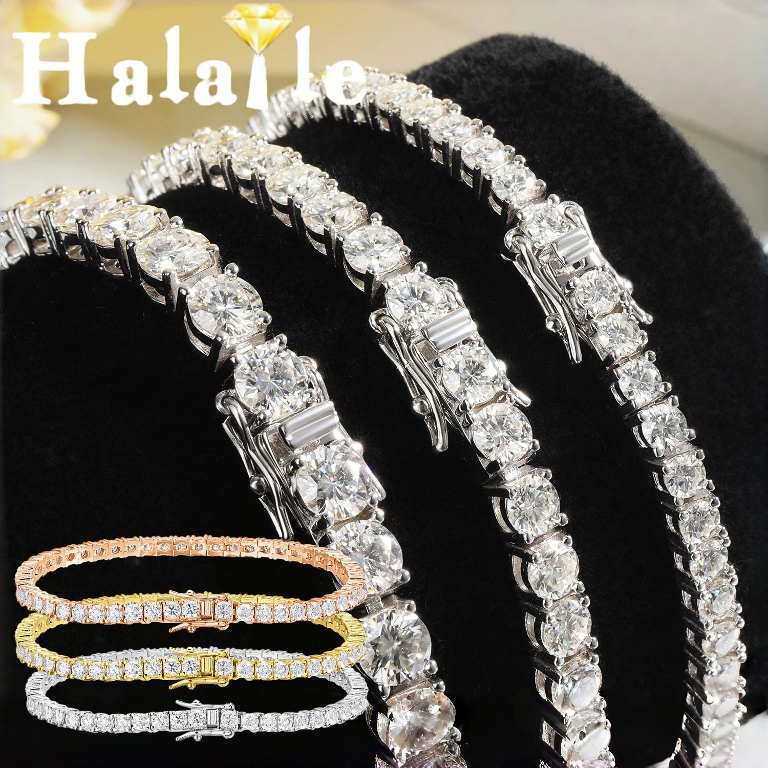 Bransoletka tenisowa Halaile 2-5mm ze srebra próby S925, w całości wysadzana cyrkoniami, klasyczna biżuteria dla kobiet i mężczyzn, błyszczący prezent na imprezę.