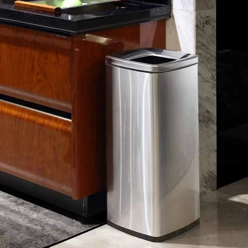 Stainless Steel Garbage Bin Lidless Household Ktv Hotel Waste Bucket Kitchen Living Room Bathroom Dustbin Trash Can Toilet