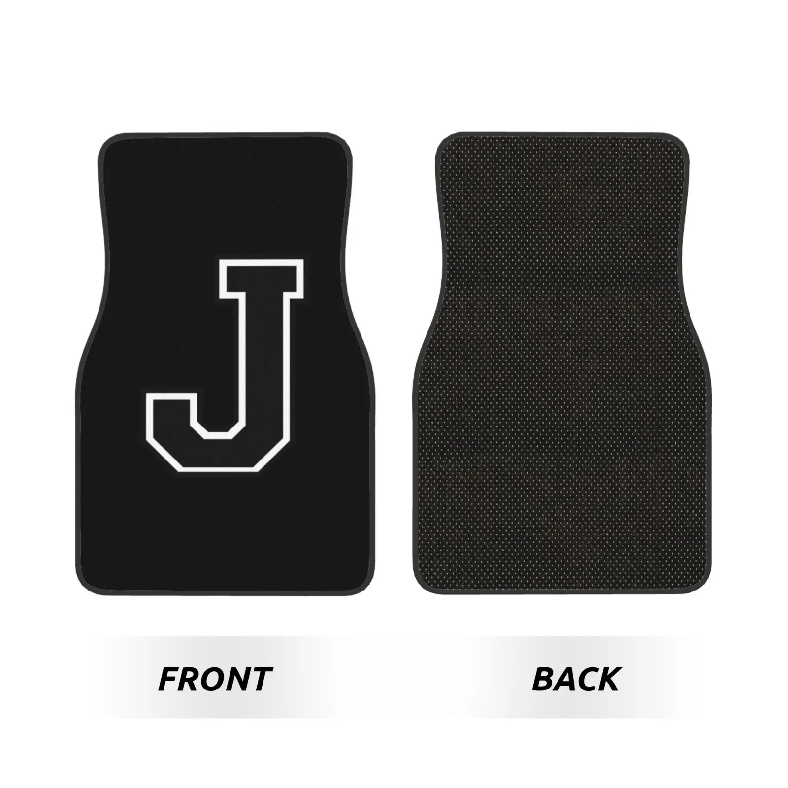Letter J Pattern Car Floor Mats of 4 Pcs Non Slip Front Rear Rubber Foot Mats Carpets Floor Protection Mats Fits Most Vehicles