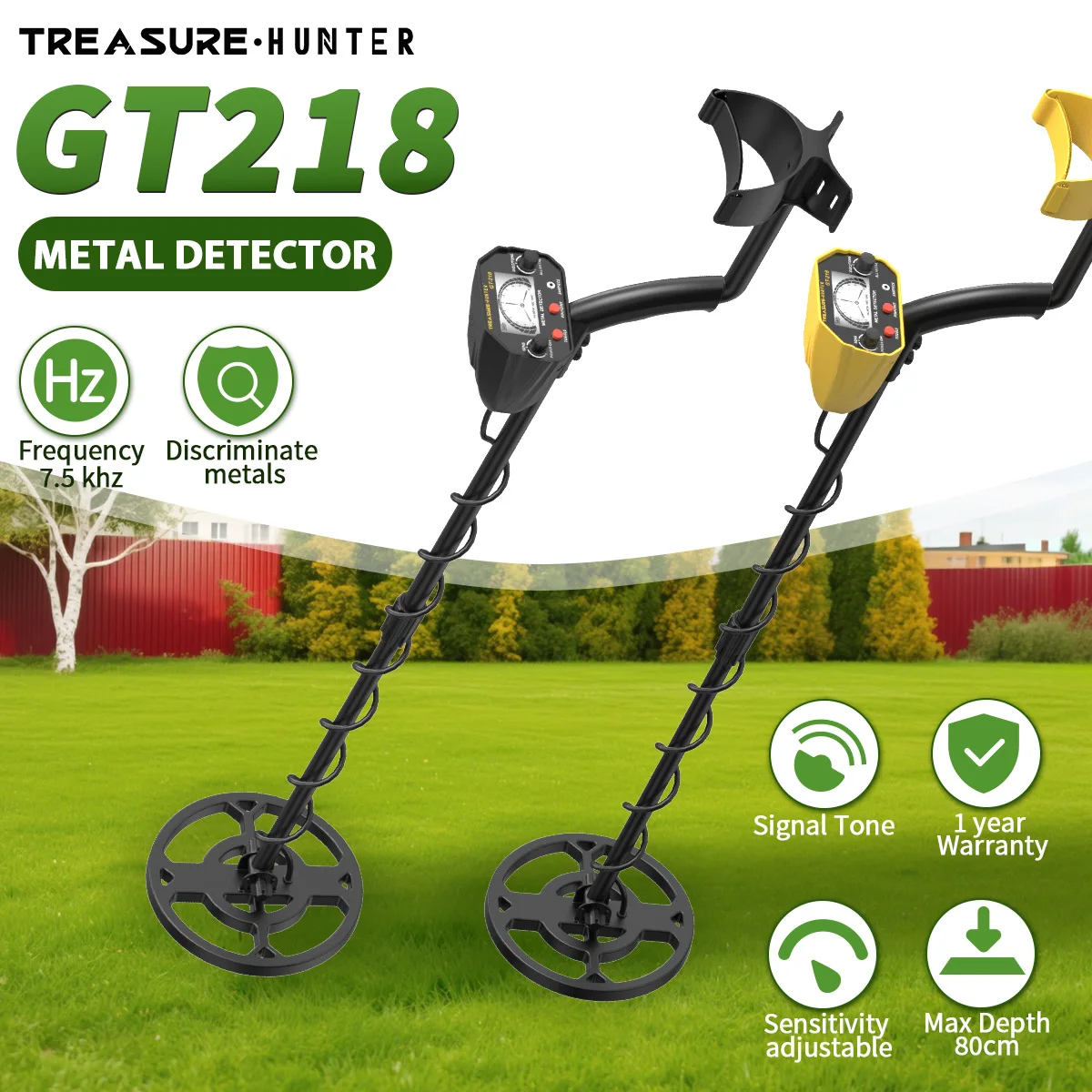 

Металлоискатель Treasure Hunter GT218 для поиска золота, монет и сокровищ под землей, водонепроницаемая катушка