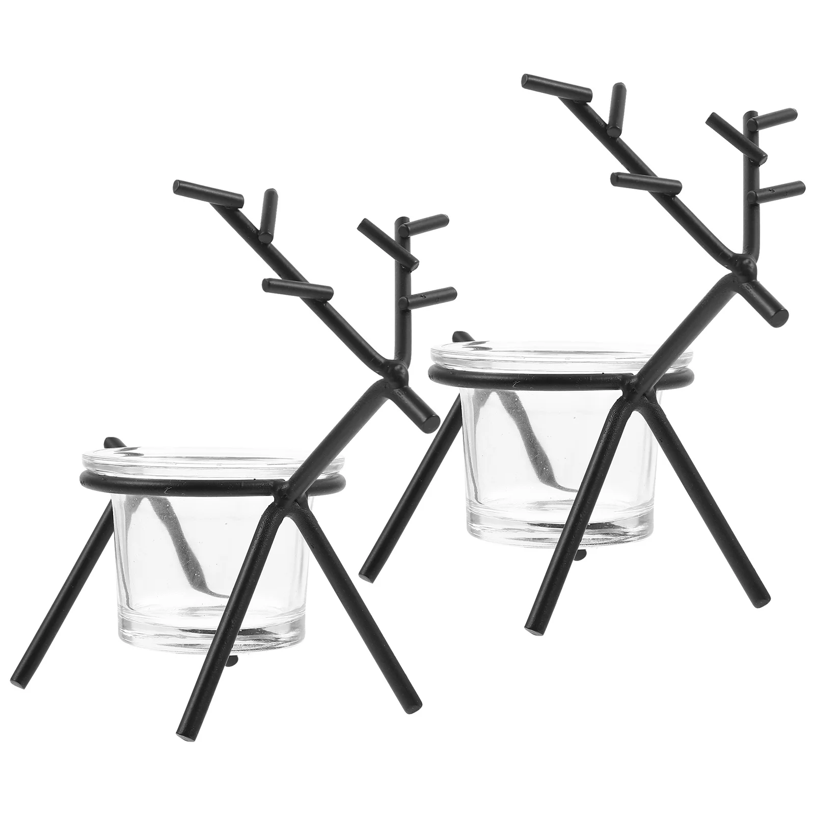 

2pcs Iron Deer Shaped Holder Glass Vintage Home Decoration Desktop Ornament For Wedding Party Candlestick Rack