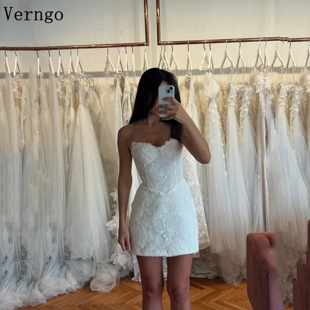 

Verngo Elegant Lace Mini Bridal Gowns Sweetheart A Line Short Wedding Dress Women Modern Boho Bride Dresses Customized