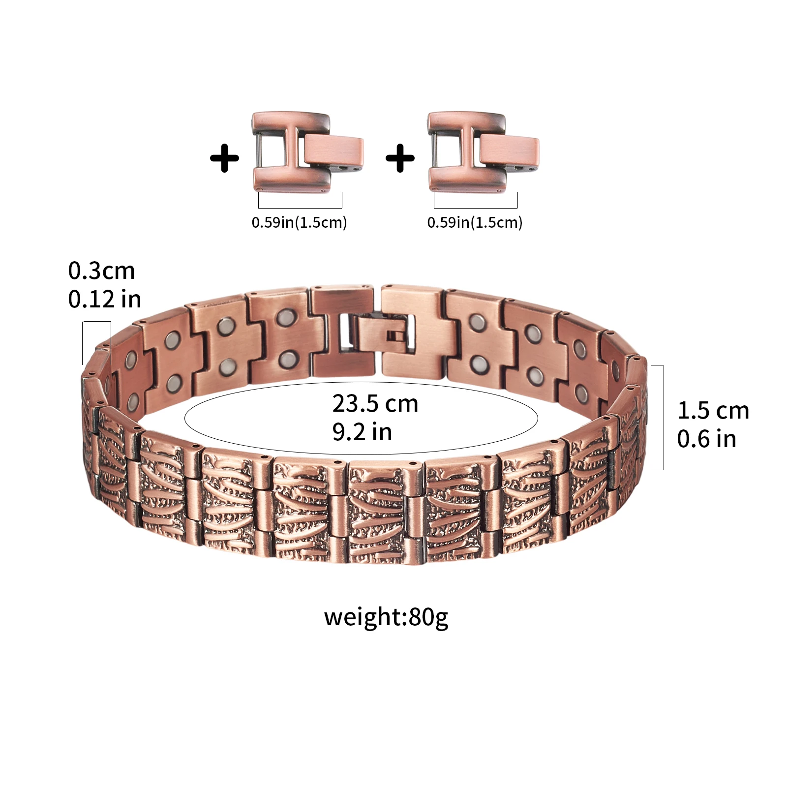 Wollet Men's Copper Magnetic Anklet Magnetic Wide Anklet Fashion Jewelry Valentine's Day Gift