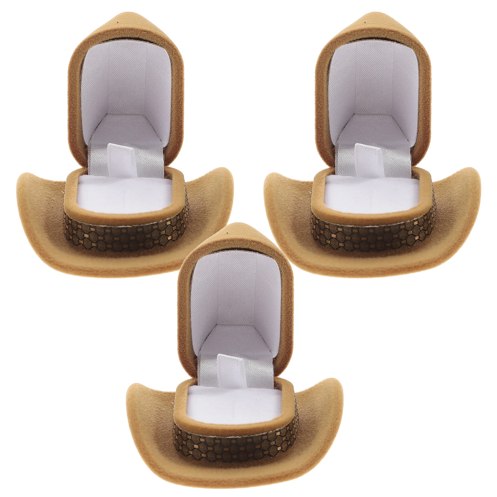 

3 pcs Ring Storage Box Cowboy Hat Shape Jewelry Organizer Earrings Case Gift for Mothers Day Wedding Christmas Valentines Day