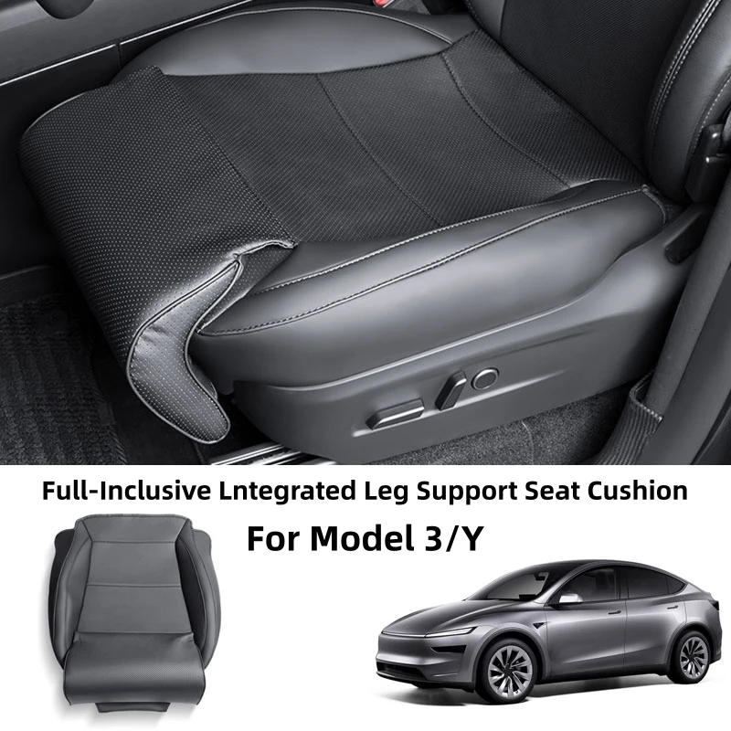 Car Seat Cushion For Tesla Model 3/Y Breathable Full-Inclusive Front Seat Protector Cover Memory Foam Leg Support Extension Pad