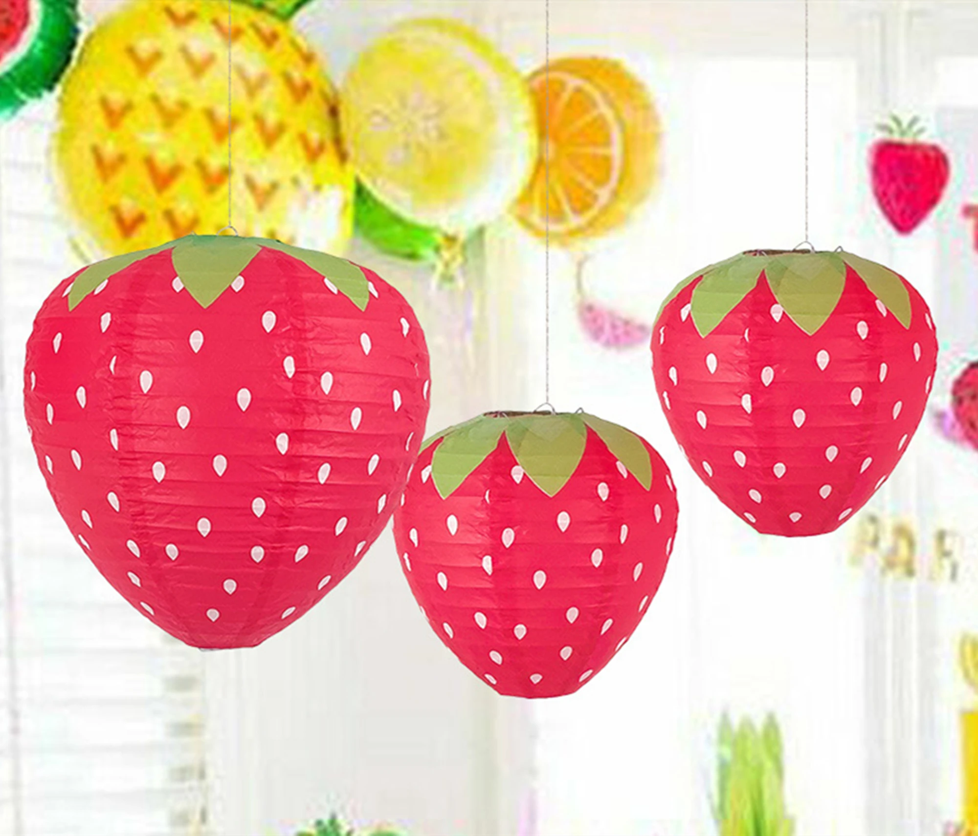 

Strawberry paper lantern-Chinese paper lanterns for wedding ,party home decor-Kindergarden classroom holiday party supplies