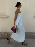 Bornladies 2026 Spring Summer New Cotton Women's Cami Skirt Set Elegant Lazy Cami Mermaid Maxi Skirt Two-Piece Outfit - Image 2